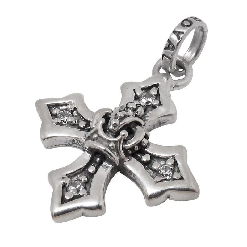 MEDIUM HARMONY CROSS WITH CROWN AND SIDE CZ