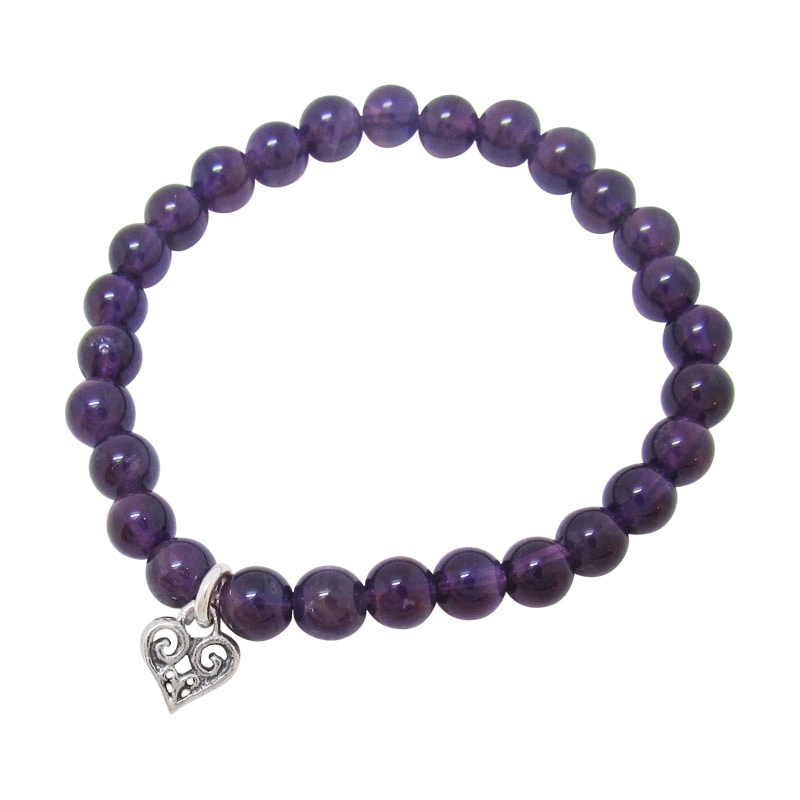 STONE WITH TINY ALLEGRA HEART BRACELET (AMETHYST) 6mm