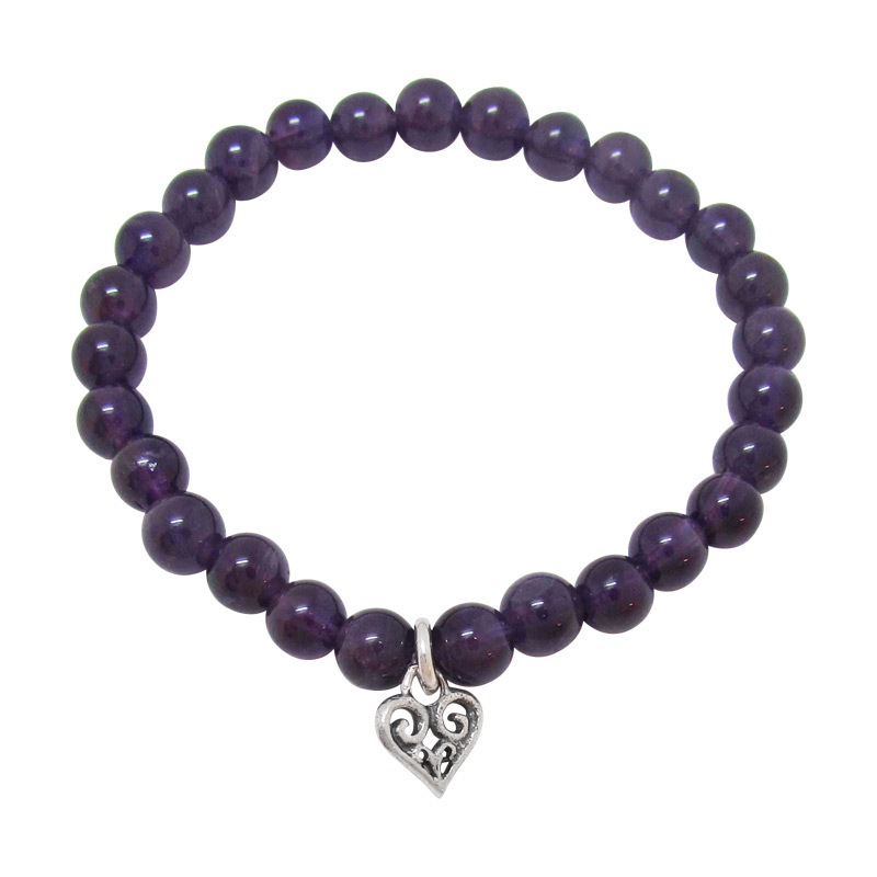 STONE WITH TINY ALLEGRA HEART BRACELET (AMETHYST) 6mm