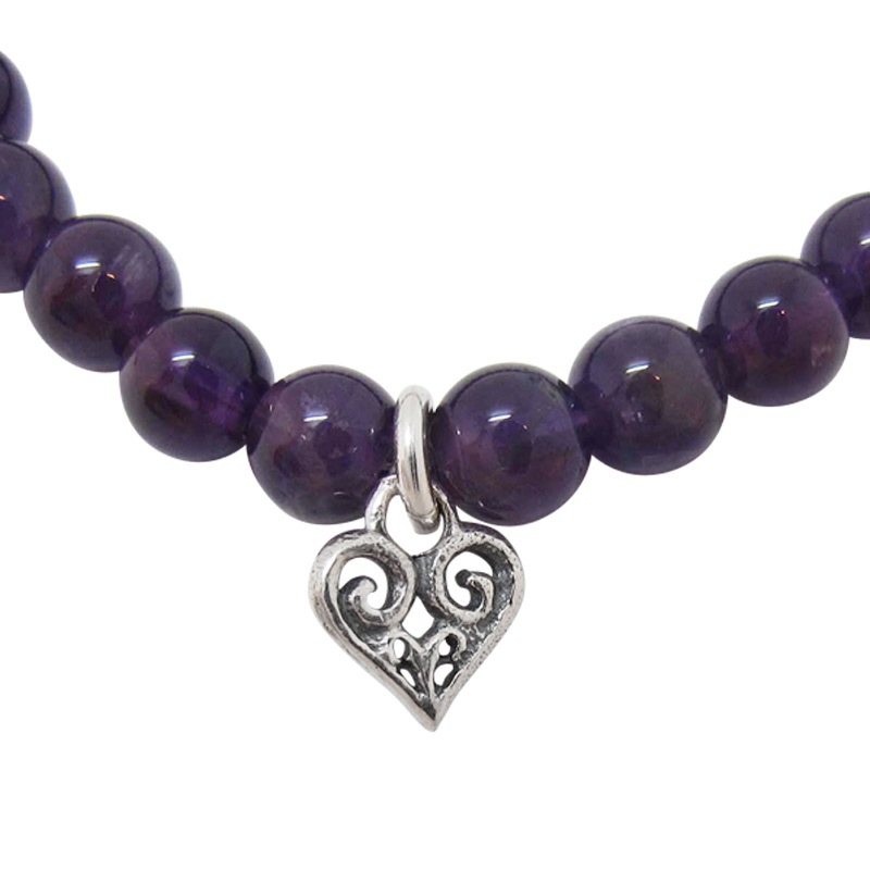 STONE WITH TINY ALLEGRA HEART BRACELET (AMETHYST) 6mm