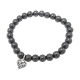 STONE WITH TINY ALLEGRA HEART BRACELET (HEMATITE) 6mm