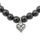 STONE WITH TINY ALLEGRA HEART BRACELET (HEMATITE) 6mm