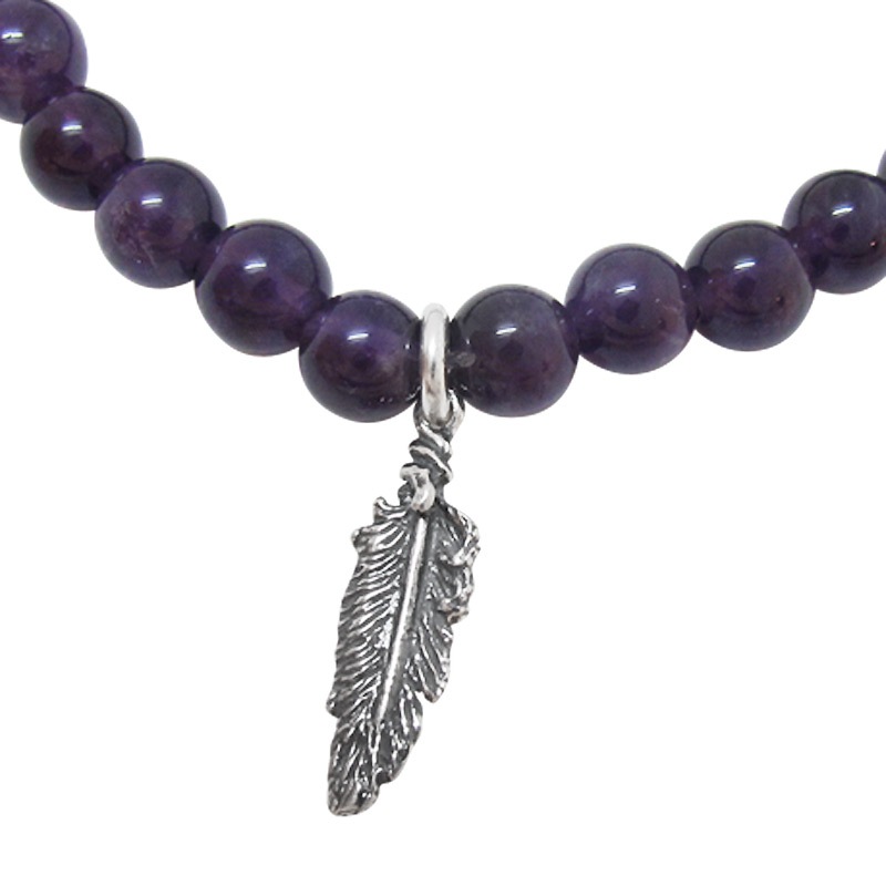 STONE WITH FEATHER 3 BRACELET (AMETHYST) 6mm