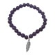 STONE WITH FEATHER 3 BRACELET (AMETHYST) 6mm