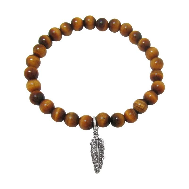STONE WITH FEATHER 3 BRACELET (TIGER EYE) 6mm