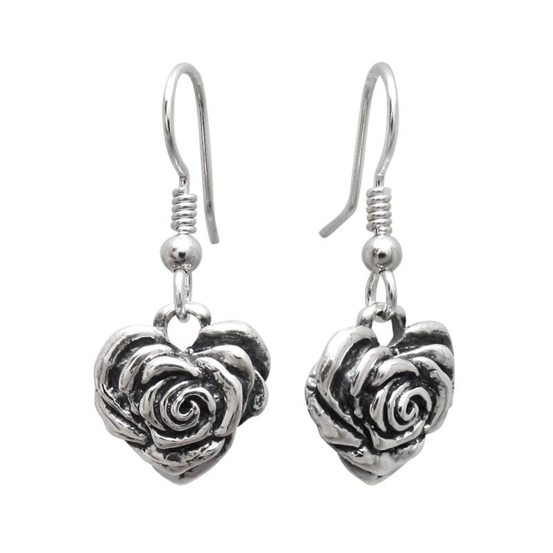SMALL HEART ROSE EARRING WITH HOOKS (���ñ��)