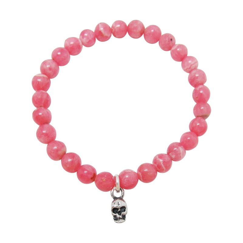 STONE WITH DOUBLE FACE SKULL BRACELET (INCAROSE) 6mm