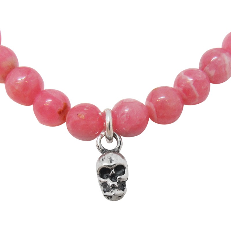STONE WITH DOUBLE FACE SKULL BRACELET (INCAROSE) 6mm
