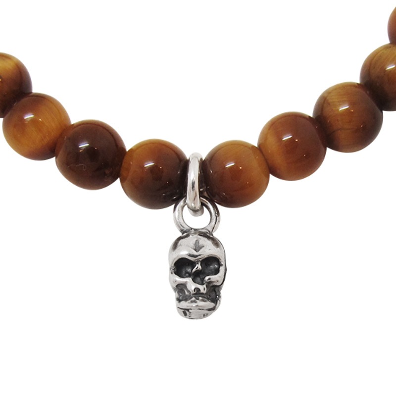 STONE WITH DOUBLE FACE SKULL BRACELET (TIGER EYE) 6mm