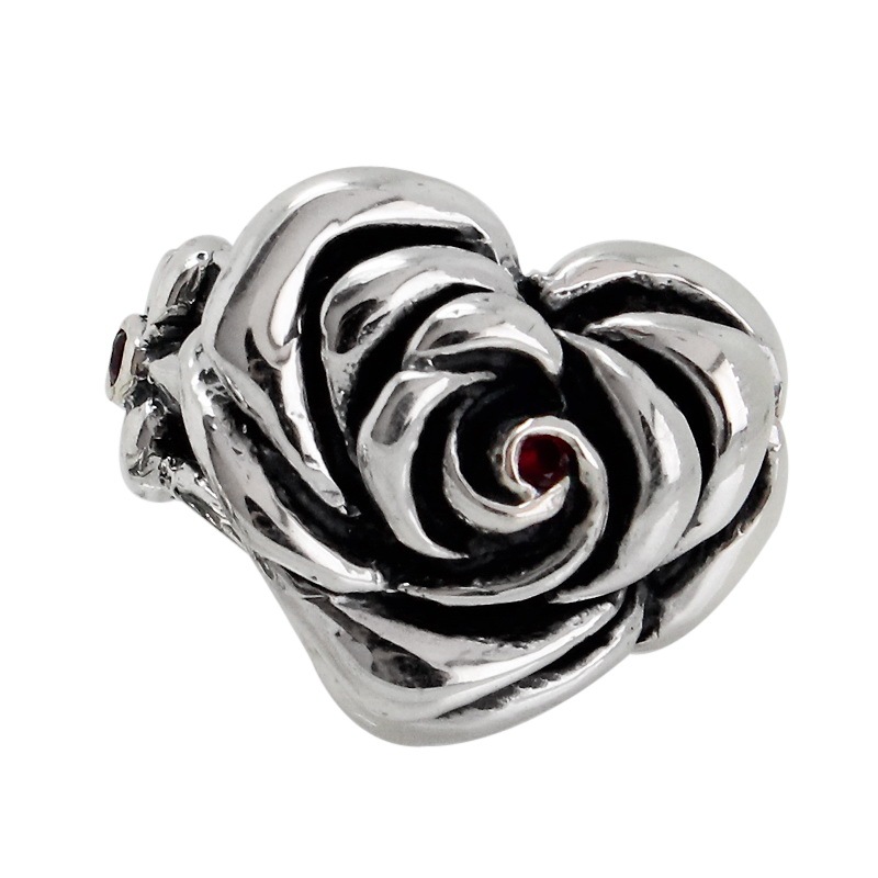 HEART ROSE 1CENTER CZ & 2 SIDE CZ
