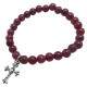 STONE WITH TINY CHAPEL CROSS BRACELET (RUBY) 6mm