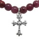 STONE WITH TINY CHAPEL CROSS BRACELET (RUBY) 6mm