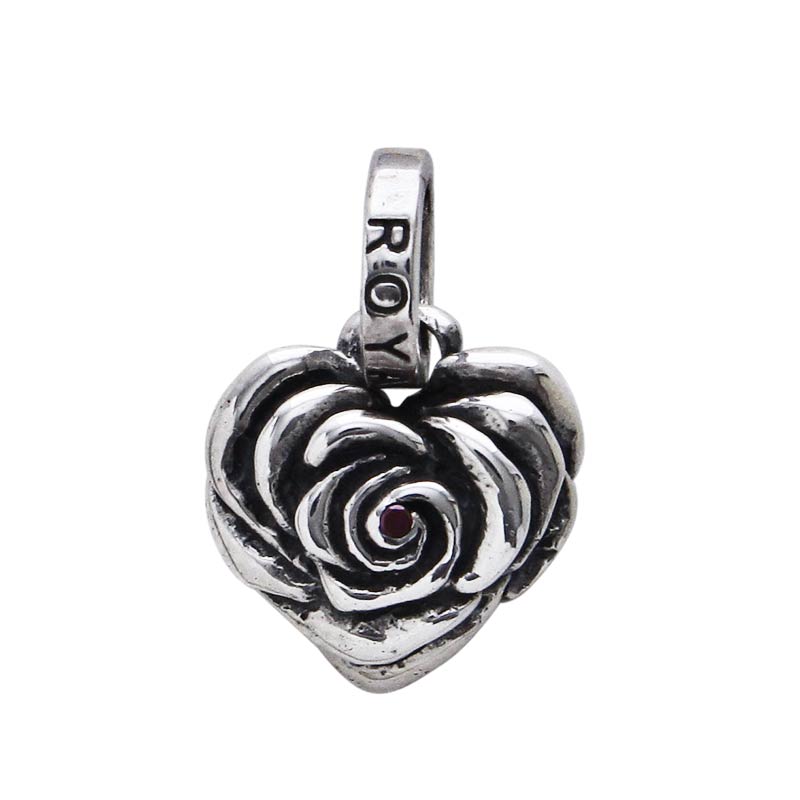 SMALL HEART ROSE WITH CZ SILVER