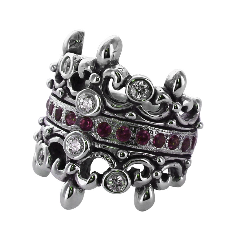 DOUBLE TIARA WITH DIAMOND & RUBIES