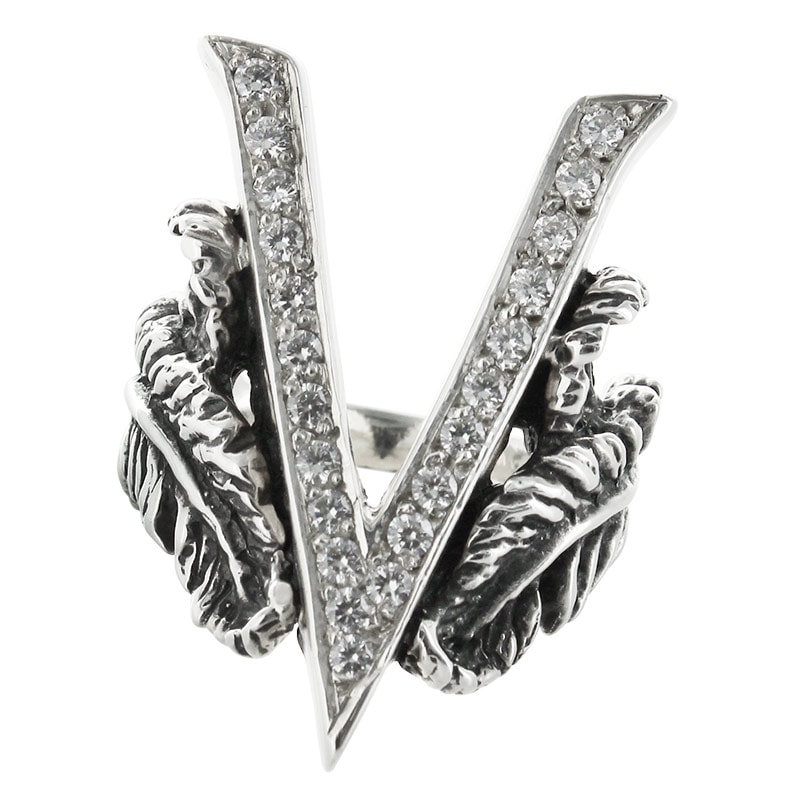 V FEATHERS WITH PAVE CZ