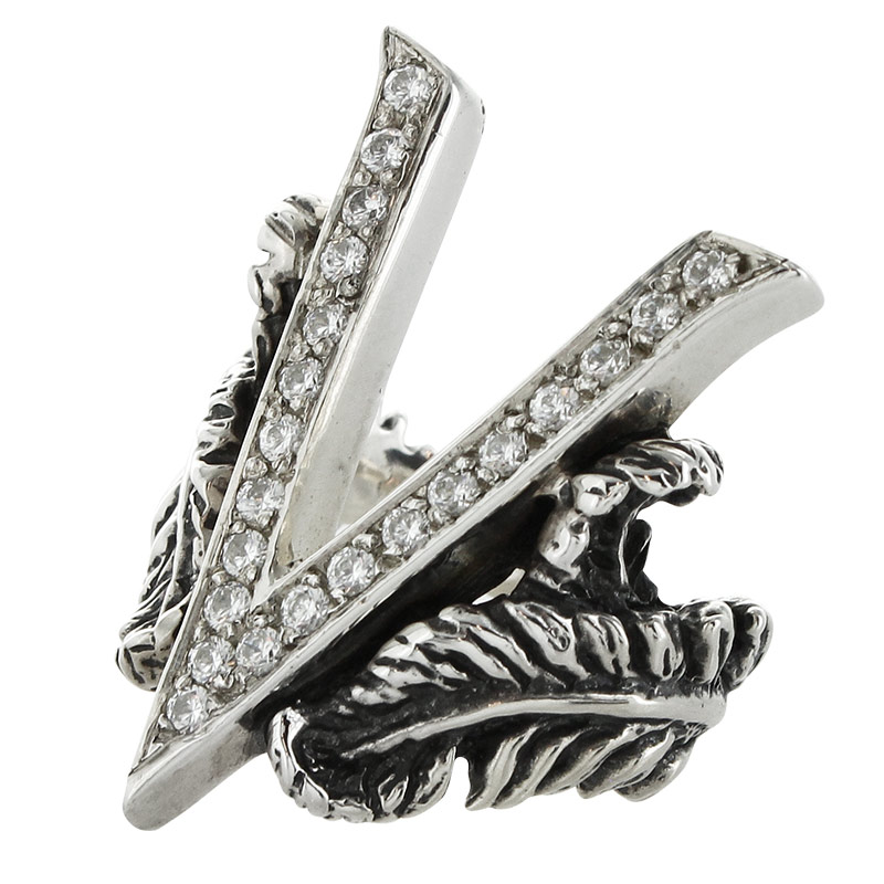 V FEATHERS WITH PAVE CZ
