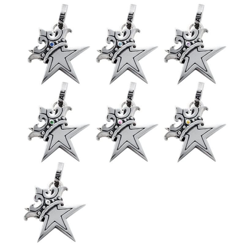 SMALL SOLID STAR WITH CROWN IN CZ