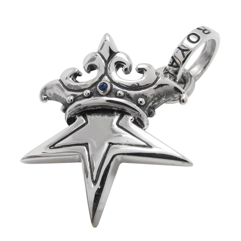 SMALL SOLID STAR WITH CROWN IN CZ