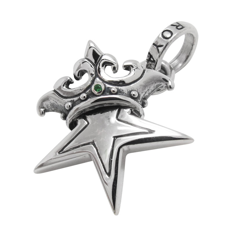 SMALL SOLID STAR WITH CROWN IN CZ