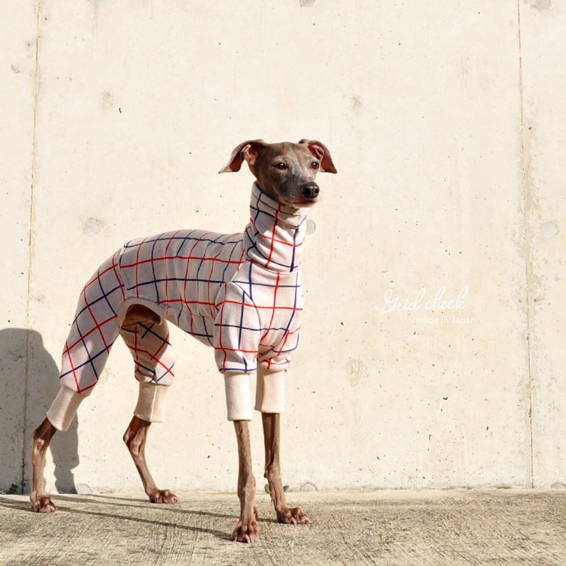 犬服｜3×3グリッドチェック｜日本製ジャガードニット｜選べる4タイプ