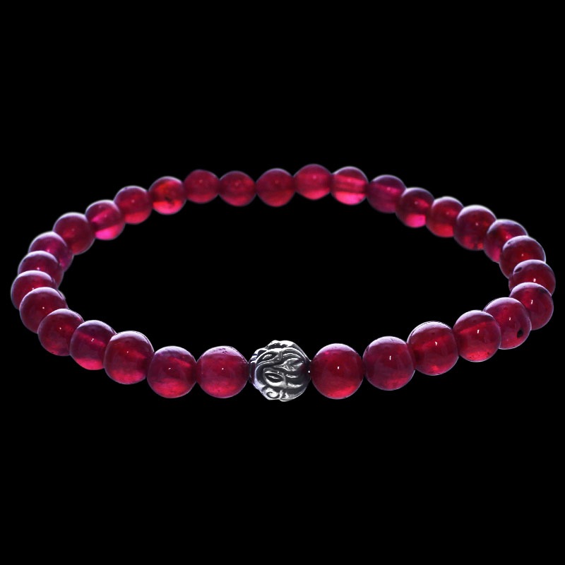 エンボスド ネスト ビード (S) ハイクォリティー ルビー (6mm) ブレスレット