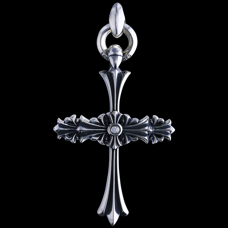 クロム クロス ペンダント ウィズ IDリング リンクド シルク ウィズ ダイヤモンド