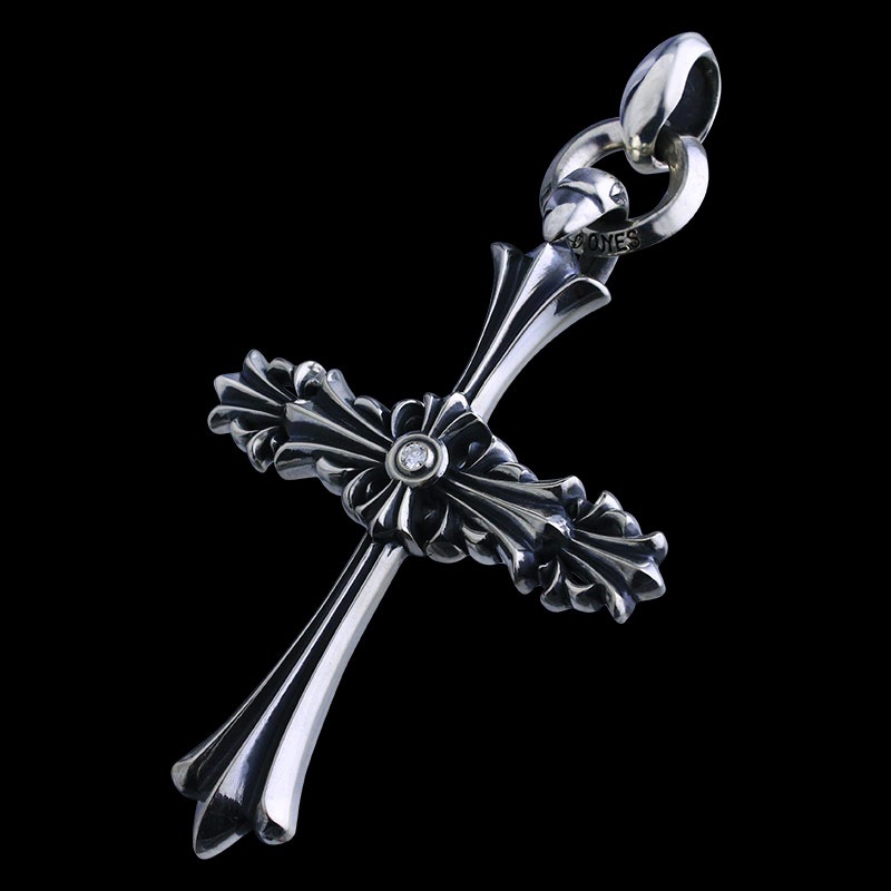 クロム クロス ペンダント ウィズ IDリング リンクド シルク ウィズ ダイヤモンド