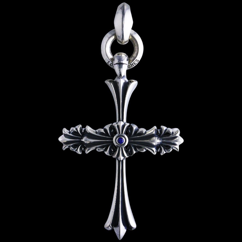 クロム クロス ペンダント ウィズ IDリング リンクド シルク ウィズ サファイア