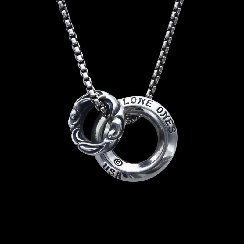 ID リング ペンダント (L) (ロンワンズ刻印) & シグネット リング ペンダント & メイティングフライト フック ボックス チェーン (S) ギフトセット