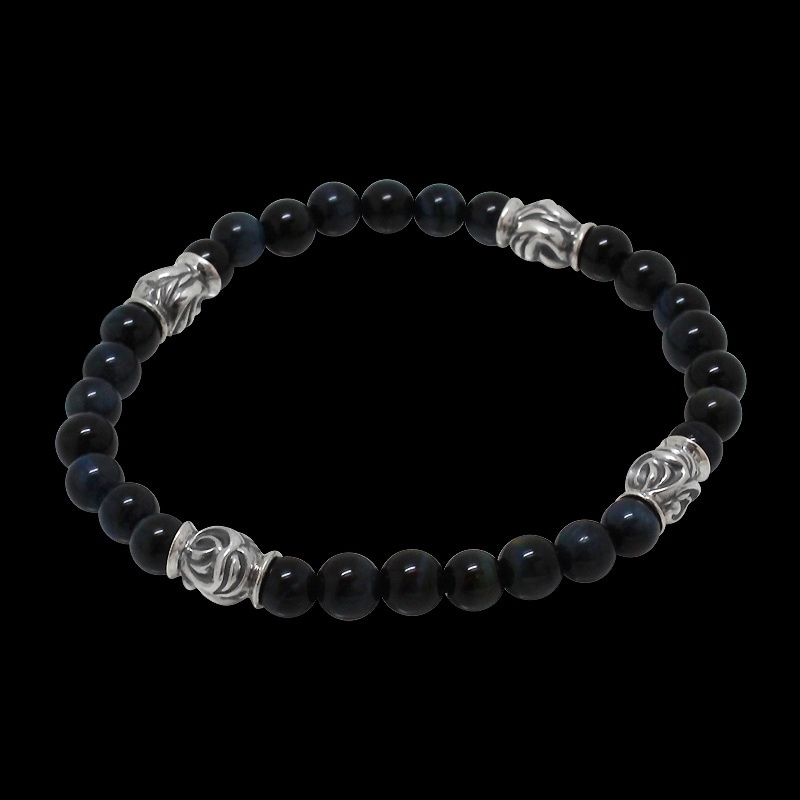 4イーグル ビード (S) ブルータイガーアイ (6mm) ブレスレット