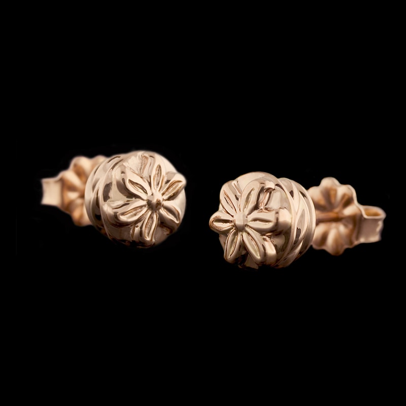 フラワー スタッド イヤリング 18金 ピンク ゴールド