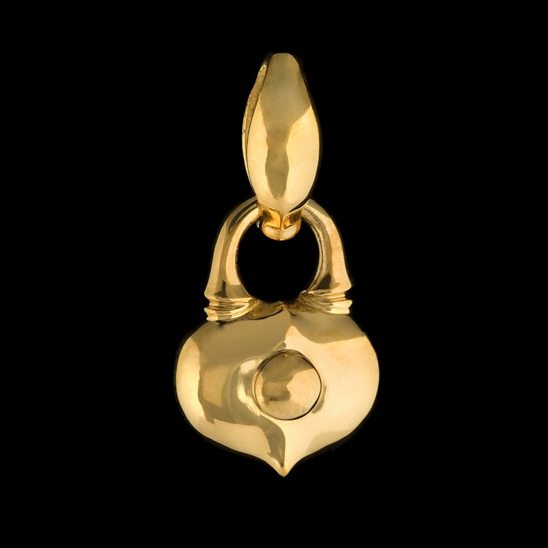 ハート ロック ペンダント 18金 イエロー ゴールド