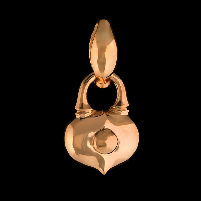 ハート ロック ペンダント 18金 ピンク ゴールド