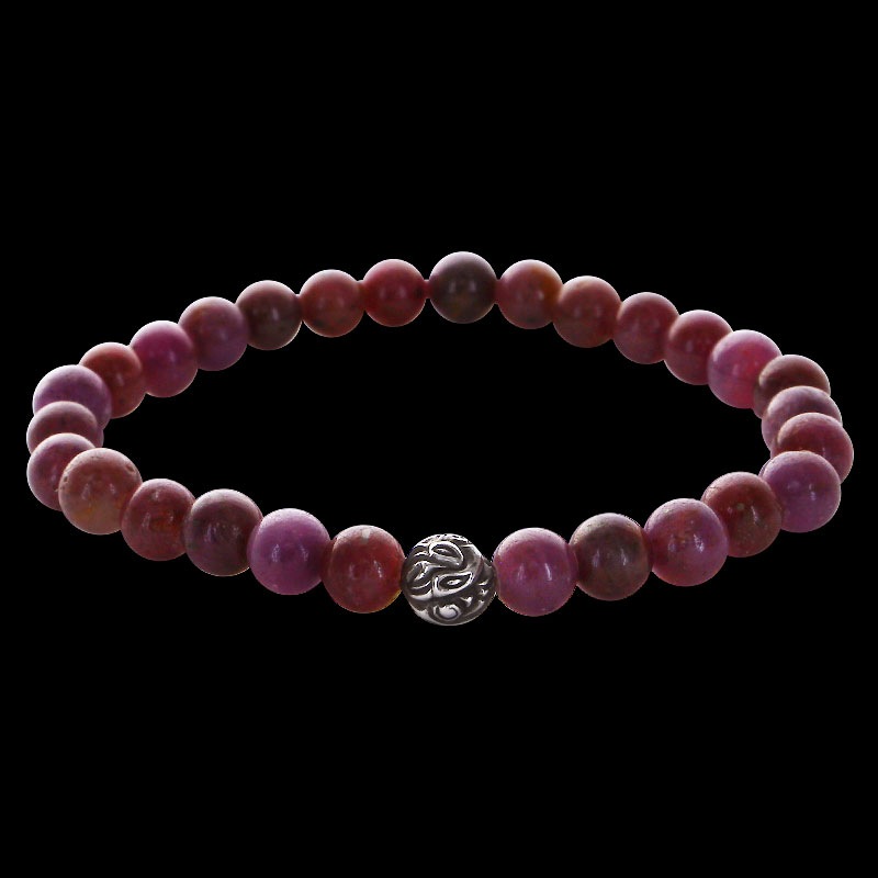 エンボスド ネスト ビード (S) ルビー (6mm) ブレスレット