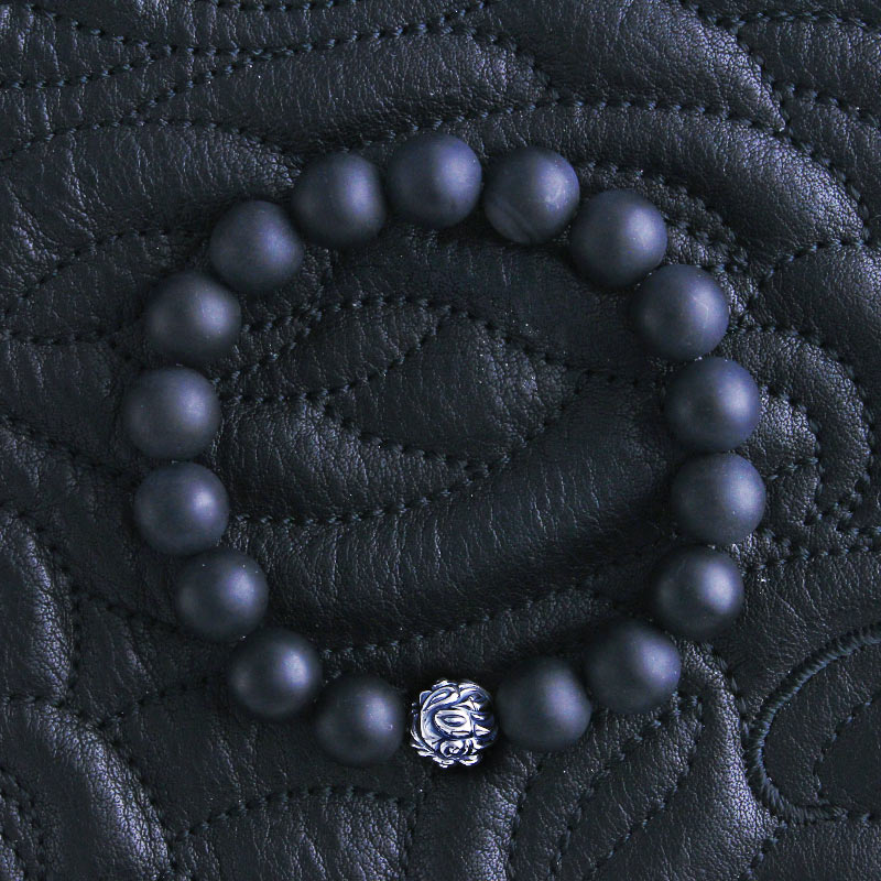 エンボスド ネスト ビード マットオニキス (10mm) ブレスレット