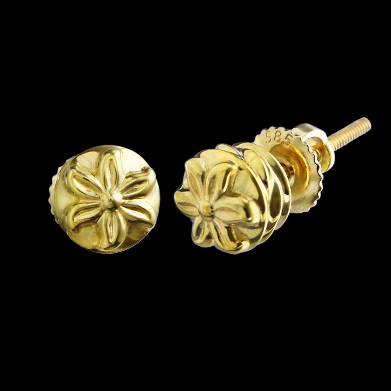 ゴールド花形スタッドイヤリング フラワー スタッド イヤリング 18金 イエロー ゴールド | ゴールド