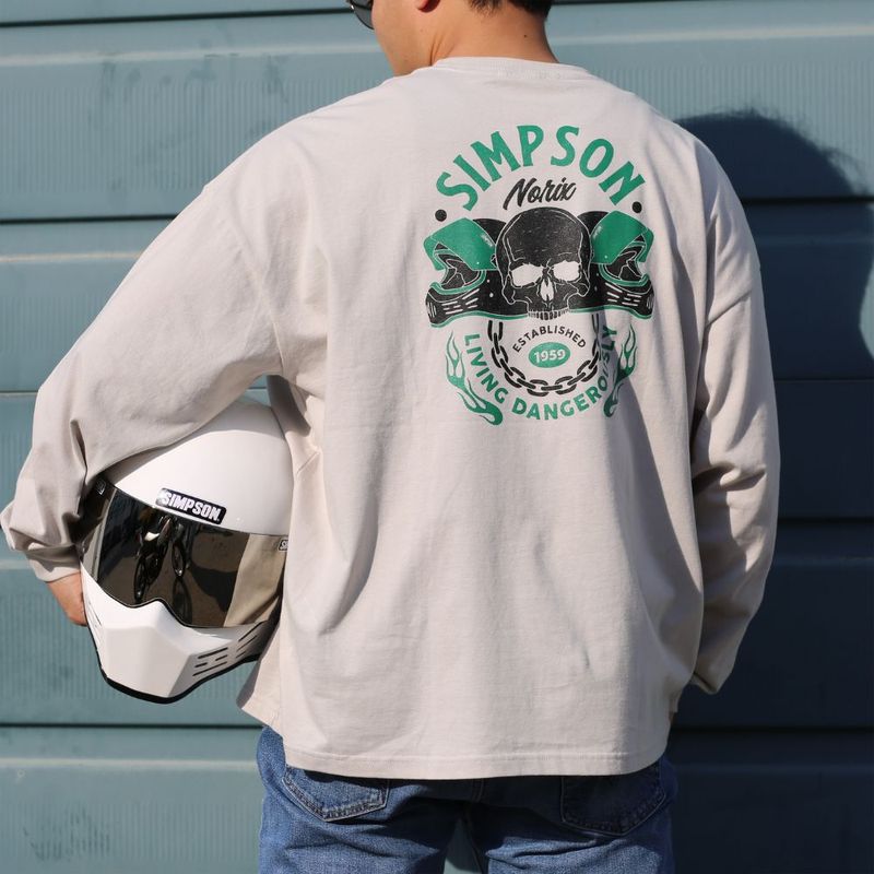 SIMPSON GARAGE 長袖Tシャツ グレー