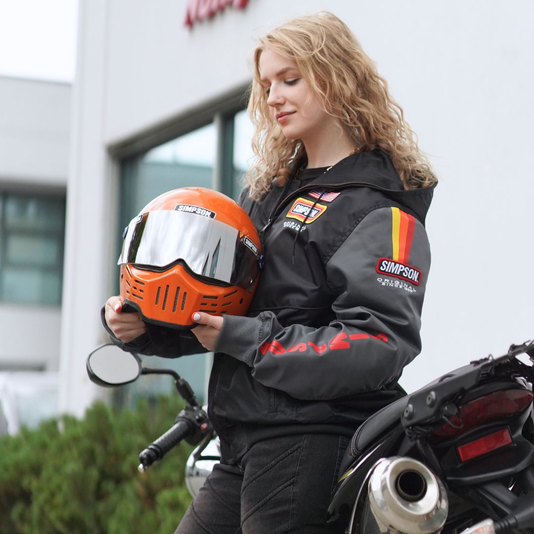 SIMSON バイク用レザー ジャケット レッド/ブラック