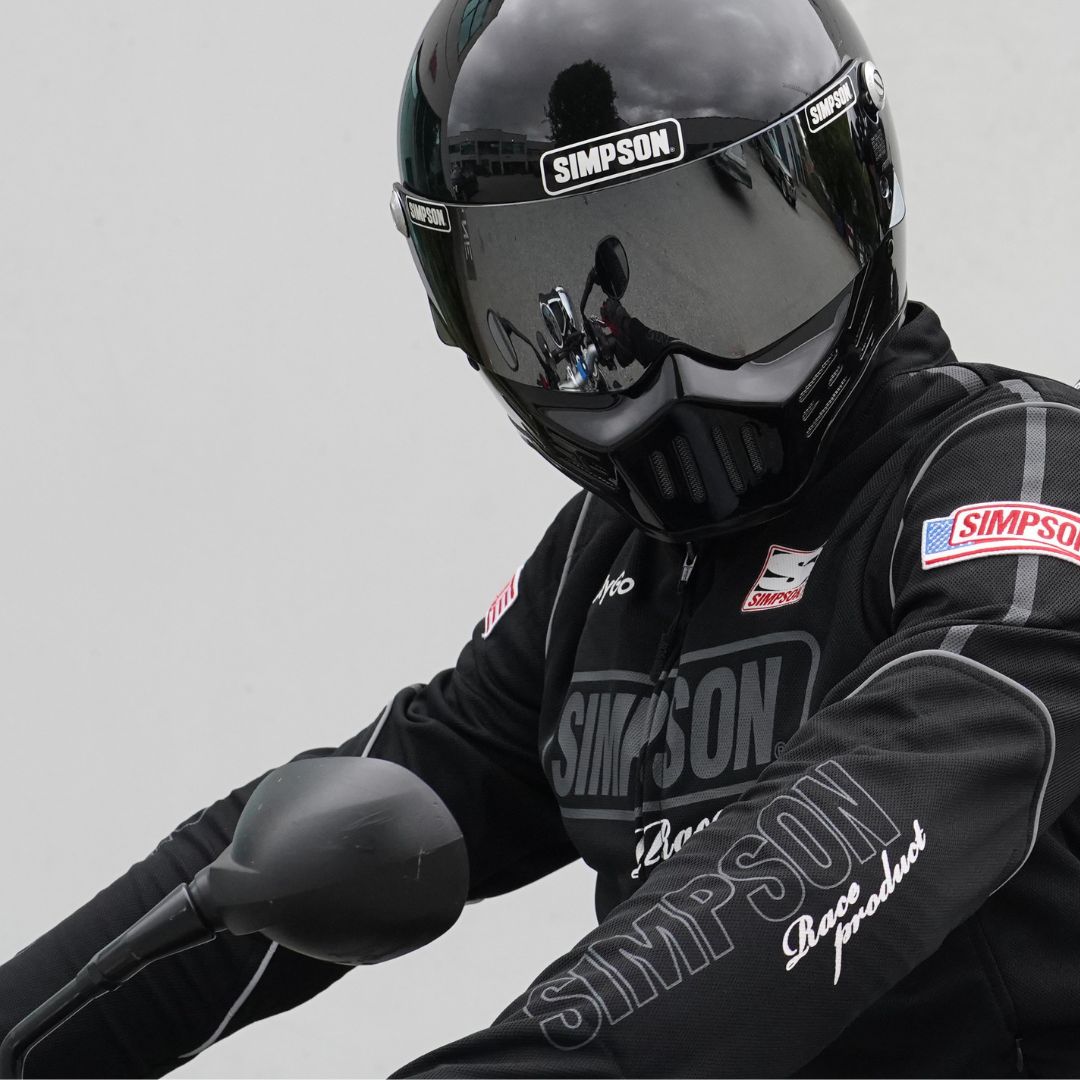 SIMPSON バイクジャケット 黒/赤 ストライプ　メンズM SIMPSON（バイク） セール品 シンプソンジャケット 秋冬モデル