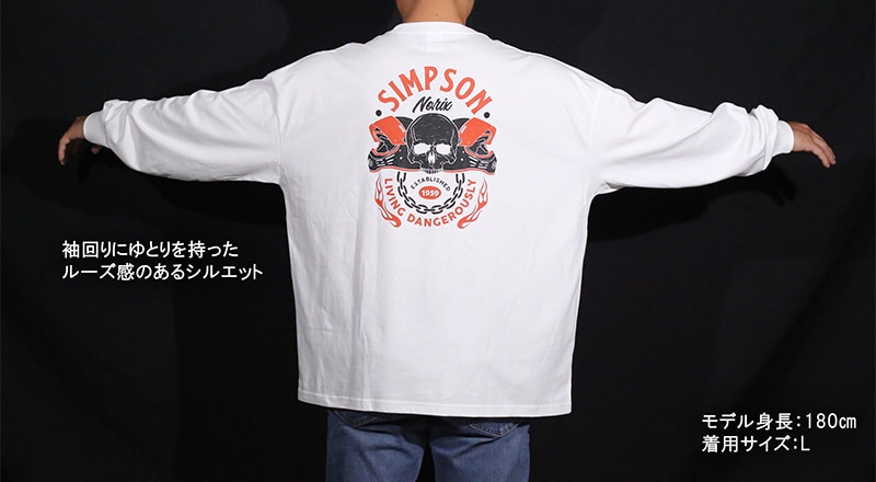 SIMPSON GARAGE 長袖Tシャツ ホワイト