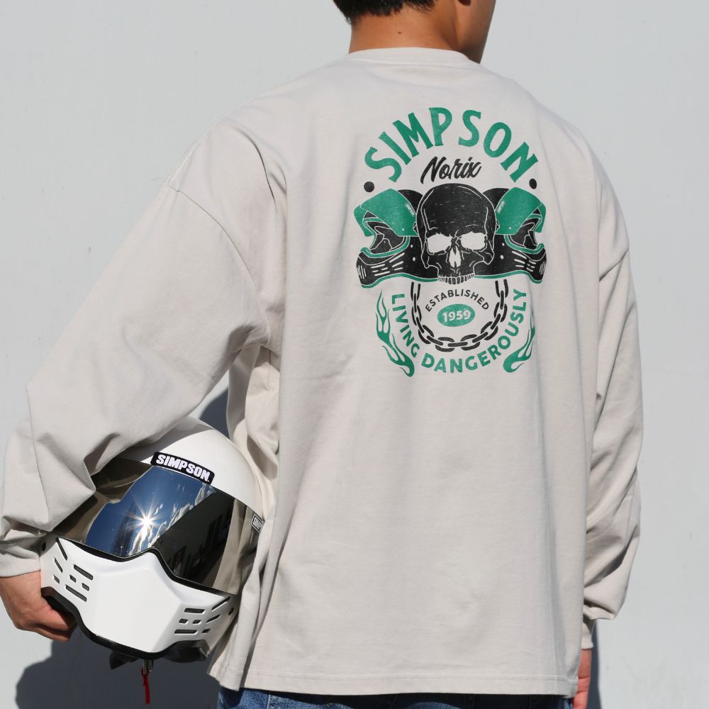 SIMPSON GARAGE 長袖Tシャツ グレー