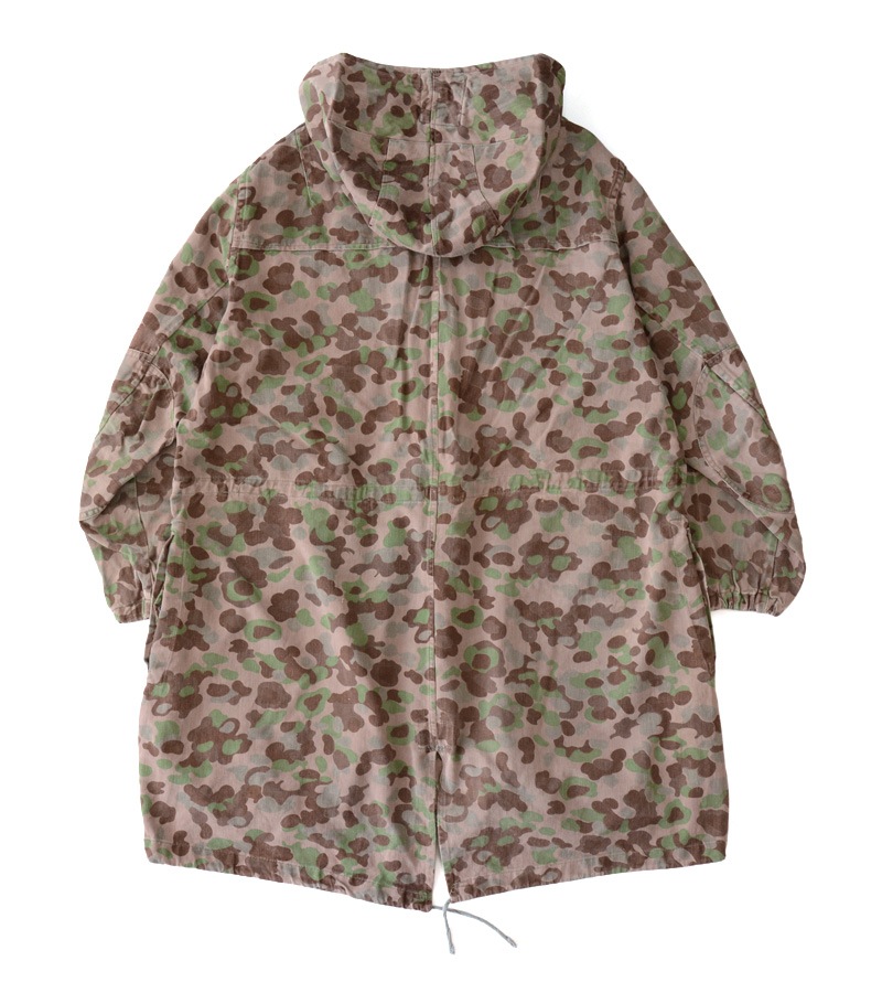 美品 XL相当◎オーストリア軍モッズパーカー ピードットカモ柄 フード 70s 美品 XL相当◎オーストリア軍モッズパーカー ピードットカモ柄