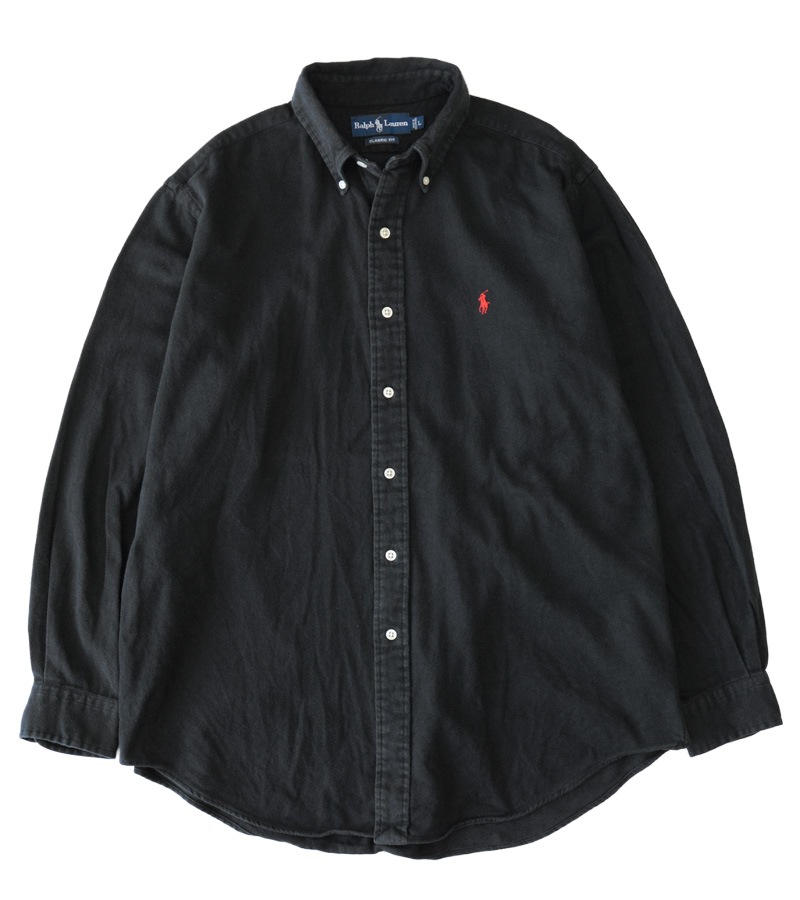 ラルフローレン 美品 現行 BD L/S shirt L black 00's ラルフローレン BDシャツ 黒 フランネル 表記(L) | + used