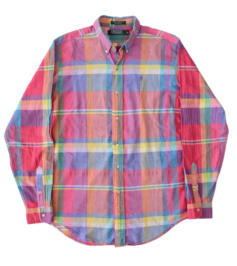 緑タグ POLO by Ralph Lauren マドラスチェック BDシャツ