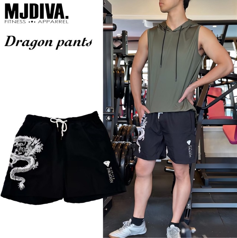 メンズドラゴン格闘技ハープパンツBK【即日配送】男女兼用 レスミルズ