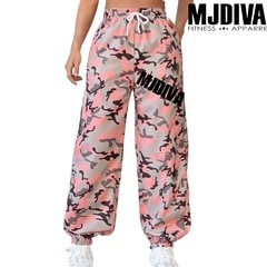 迷彩ダンスカーゴパンツサーモンピンク【即日配送】美尻 美脚