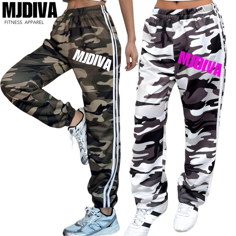 迷彩サイドライン入りダンススウェットパンツ 美尻 美脚 フィットネス