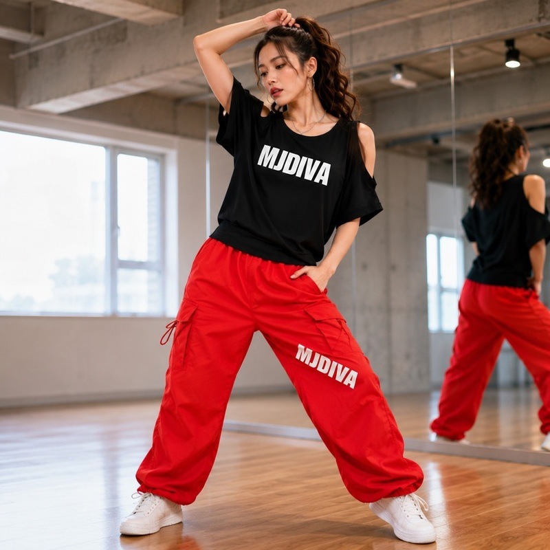 ダンスコーデ2点セットドルマン＆カーゴBKRDズンバ ダンス