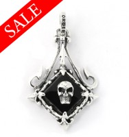 Fish Bard Pendant with Onyx Square and Crown or Skull or Stone 【OUTLET】