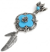 CLOVER ROSEw/TURQUOIS & FEATHERS 2,6